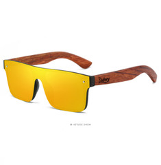 DUBERY Rimless Wood Polarized Sunglasses Men Women Square Wooden Temple Glasses