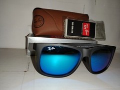 RAY-BAN JUSTIN RB4165 622/55 RUBBER BLACK BLUE FLASH MIRROR SUNGLASSES 54MM NEW