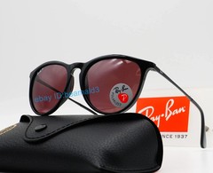 Ray-Ban Erika RB4171 Polarized Sunglasses Round Lens Purple / Black Frames 54MM