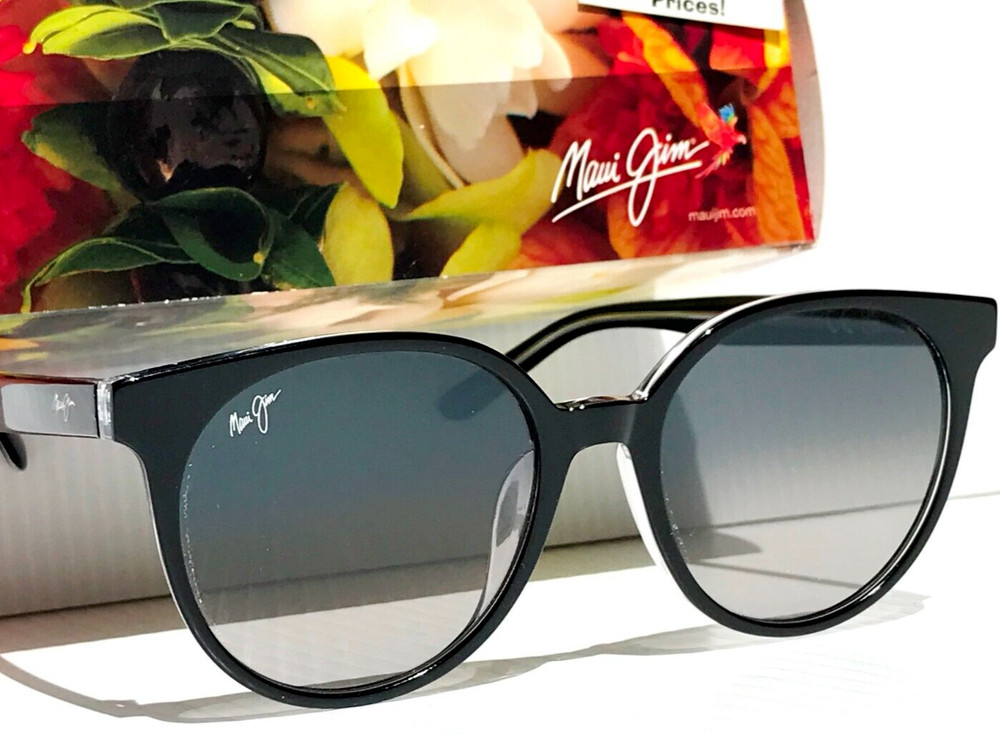 Maui Jim MEHANA Black Crystal POLARIZED Grey Gradient GLASS Sunglass GS866-02