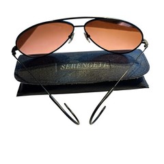 Vintage Serengeti Drivers Large Aviator Sunglasses Cable Wraparound Japan W/Case