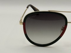 Gucci GG0062S 003 Aviator Sunglasses in Green/Red Grey Lenses