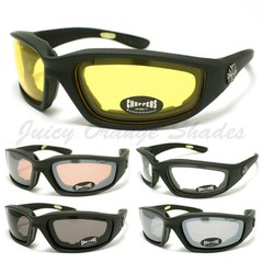 CHOPPERS BIKER WRAP GOGGLE Sunglasses FOAM PADDED LINING Soft Matt BLACK