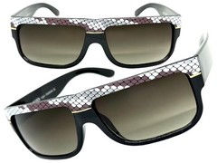 Classic Vintage Retro Hip Hop Rapper Pimp Style SUNGLASSES Black Snakeskin Frame