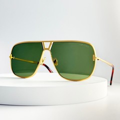 Tom Ford Stavros TF1204 Aviator Sunglasses Gold Frame Green Lens 63mm