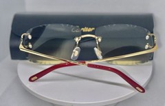Cartier CT0092O Rimless Sunglasses Gold Big C Custom Diamond Cut Lens