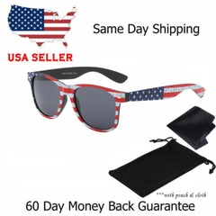 USA AMERICAN FLAG STARS & STRIPES PATRIOTIC SQUARE SUNGLASSES CLASSIC RETRO 80s