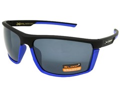Men’s Sporty Biker Fishing Cycling Wrap SUN GLASSES Black & Blue Frame Dark Lens