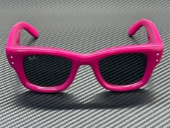 RAY BAN RB4940B 686287 Pink Strass Grey Wayfarer Puffer Unisex 47 mm Sunglasses