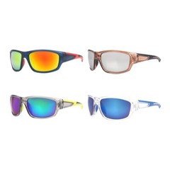Mens Sport Wrap Sunglasses Color Mirror 4 Pairs New Assorted Frame Color Biker