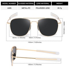 Aviator Sunglasses Premium Military Pilot Ultraviolet Mens Polarized Sunglasses