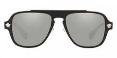 New Versace Man Irregular Sunglasses VE2199 10006G Black/Grey Mirror Silver 56mm