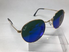 Ray-Ban RB3447 Round Gold Frame Light blue Lens Sunglasses 140MM
