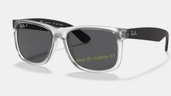 Ray-Ban Justin RB4165 54mm Matte Transparent Grey Square Sunglasses High Bridge