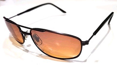 Foster Grant Gunmetal Black Amber Rectangle Sunglasses