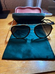 Gucci 0062S_003 Aviator Grey Lens Unisex Sunglasses – Green/Gold/red