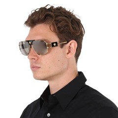 Versace Grey Mirror Silver Navigator Men’s Sunglasses VE2251 10026G 63