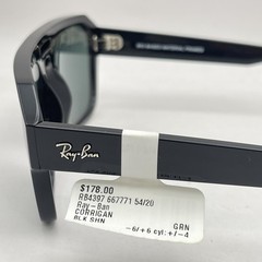 Ray Ban Corrigan Geometric Square Full Rim Sunglasses RB4397 Black/Green