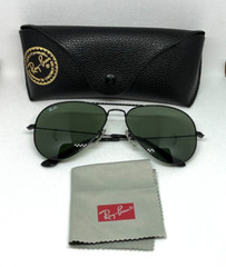Ray Ban Aviator Classic RB3025 L2823 58-14 Polished Black Frame Green Lens G-15