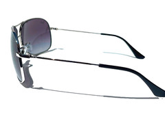 Ray Ban Polished Silver Pilot GRADIENT Grey To Blue Lens Sunglass RB 3267 003/8G