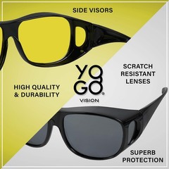 Yogo Vision Fit Over Wrap Sunglasses Polarized Lens Wear Over Eyeglasses 100% UV