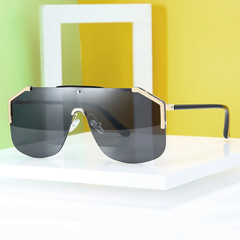 Irregular Frameless Mirrored One-piece Oversized Shades Sunglasses Men Shades