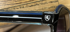 KHAN SUNGLASSES BLACK BLUE STRIPE KN-5109 Hand polished-China NWOT