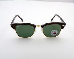 Ray-Ban Sunglasses RB3016 Clubmaster Tortoise Frame Polarized Green Lens 51mm