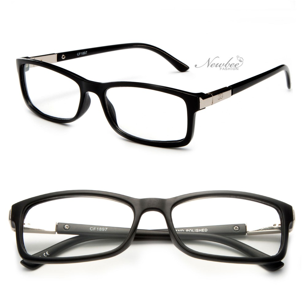 Fashionable Clear Lens Rectangular Glasses with a Spring Loaded Hinge Temples!