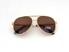 Polarized Porsche Modern Round Metal Aviator Sunglasses Gold Frame Brown PH14