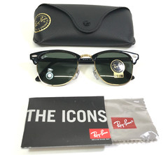 Ray-Ban Sunglasses RB3016 CLUBMASTER W0365 Black Gold Frames G-15 Lenses 51 mm