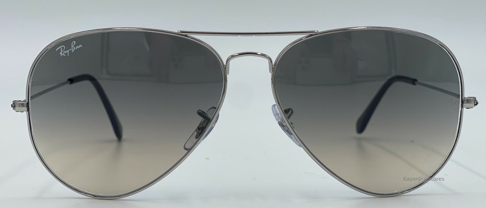 Ray Ban Aviator Silver 3025 003/32 Grey Gradient Sunglasses 55 mm Discounted