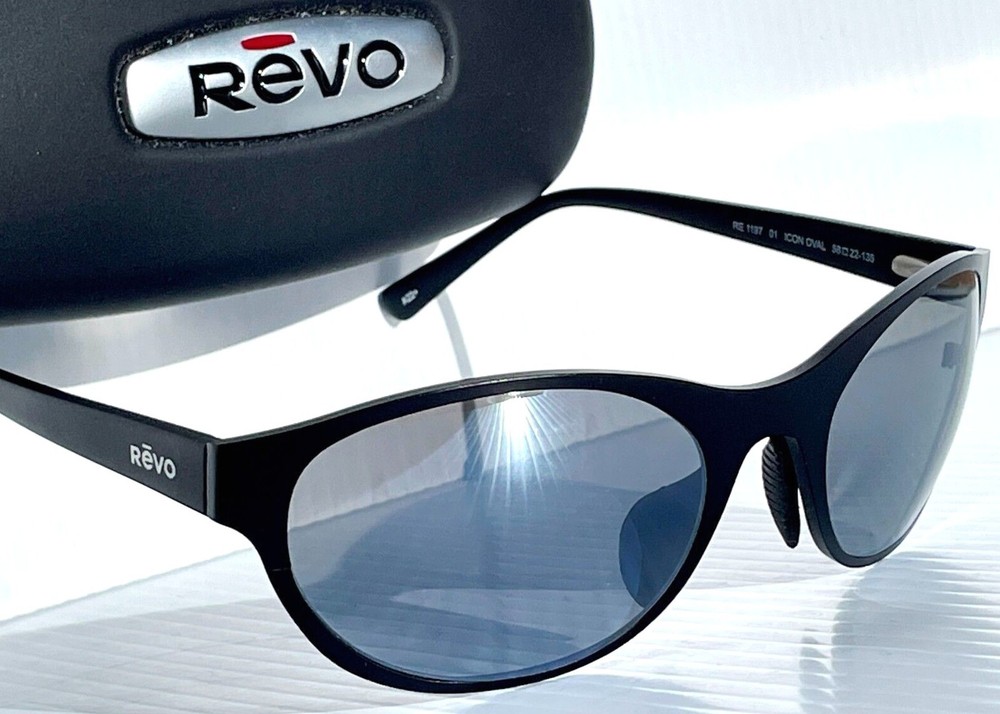 NEW Revo ICON Oval Satin Black POLARIZED Gray Lens Sunglass 1197 01 GY