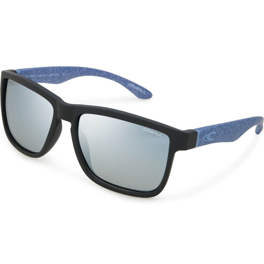 O’Neill 9033 Rectangle Sunglasses – Polarized Black and Blue Frame Gray Lens