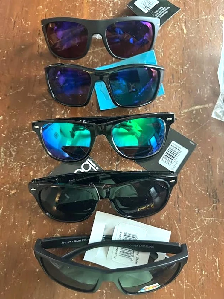 Men’s Unisex Sunglasses Lot of 5 NWT Assorted Black Frames Tinted Mirrored Lense