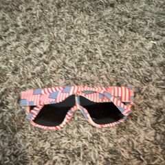 USA Flag Shield Sunglasses Blue Mirrored Lens Multicolor Plastic Frame