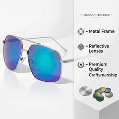 Color Classic XL Frame Metal Aviator Pilot Casual Oversize Sunglasses