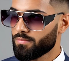 Oversized Square Pilot Style Sunglasses Metal Retro Rimless Men Women Fashion