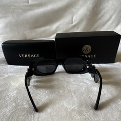 Versace Unisex “Biggie” Black Sunglasses with Gold Medusa