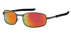 DESIGNER METAL WRAP SPORT SUNGLASSES WITH MIRROR LENS