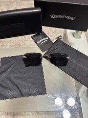 Chrome Hearts Rimless Sunglasses Gold Metal Frame Black Tinted Plastic Lenses