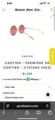 Cartier Premiere Sunglasses Gold Frame Pink Lens
