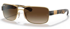 Ray-Ban Rectangular Polished Arista Gold Brown Lens RB3522 001/31 64