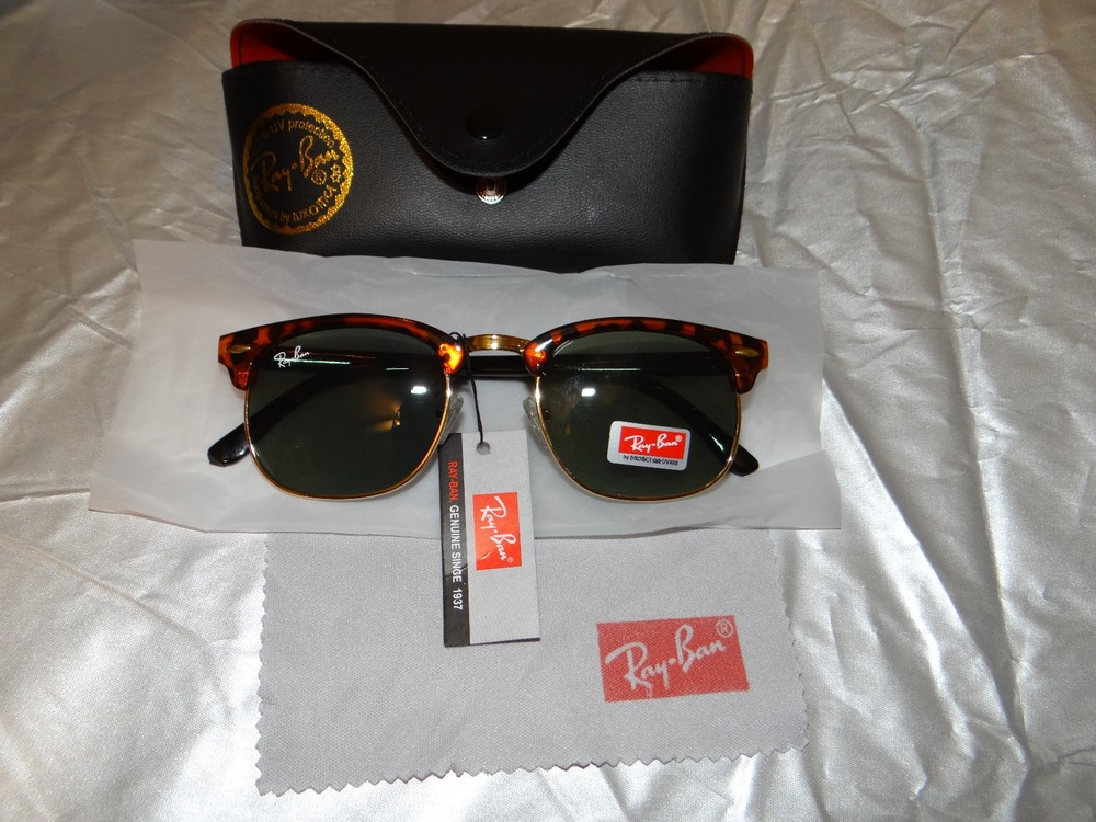 Ban Clubmaster RB3016 Sunglasses Tortoise Shell Gold Trim Frames NEW W/ TAGS