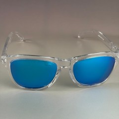 Oakley Frogskins Polarized Sunglasses Clear Frame Blue Lens Sunglasses