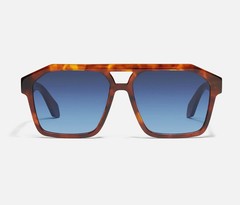 Quay Soundcheck Aviator Sunglasses Tortoise Frame Blue Lens Unisex
