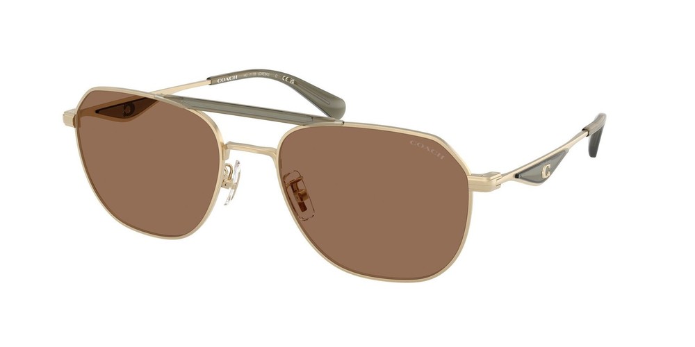 Coach HC 7178 satin light gold olive green brown solid polyamide standard 90057