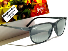 NEW Maui Jim LELE KAWA Grey Stripe POLARIZED Neutral Grey GLASS Sunglass 811-11D