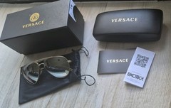 Authentic Versace Mens Gold Pilot Metal Sunglasses Silver Mirror 2217 1252/6G