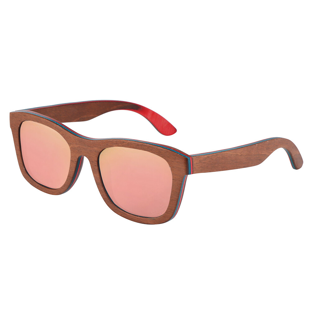 Handmade Unisex Skateboard Wood Polarized Sunglasses Outdoor Wood Frame Glasses